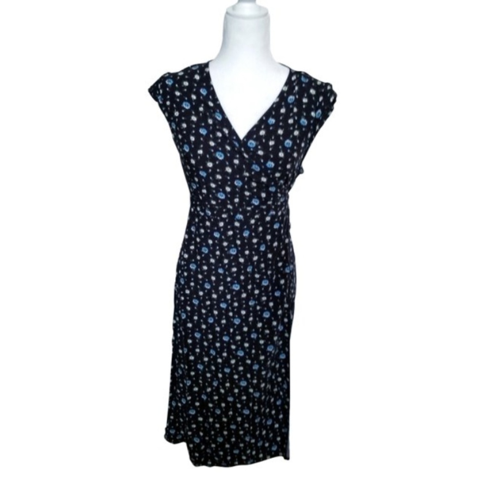 J. Crew Short-Sleeved Midi Wrap Dress EUC M